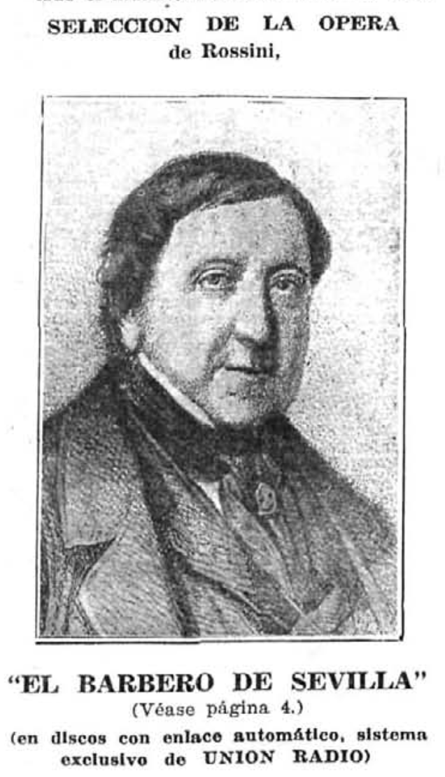 Anuncio retransmisión Rossine en disco