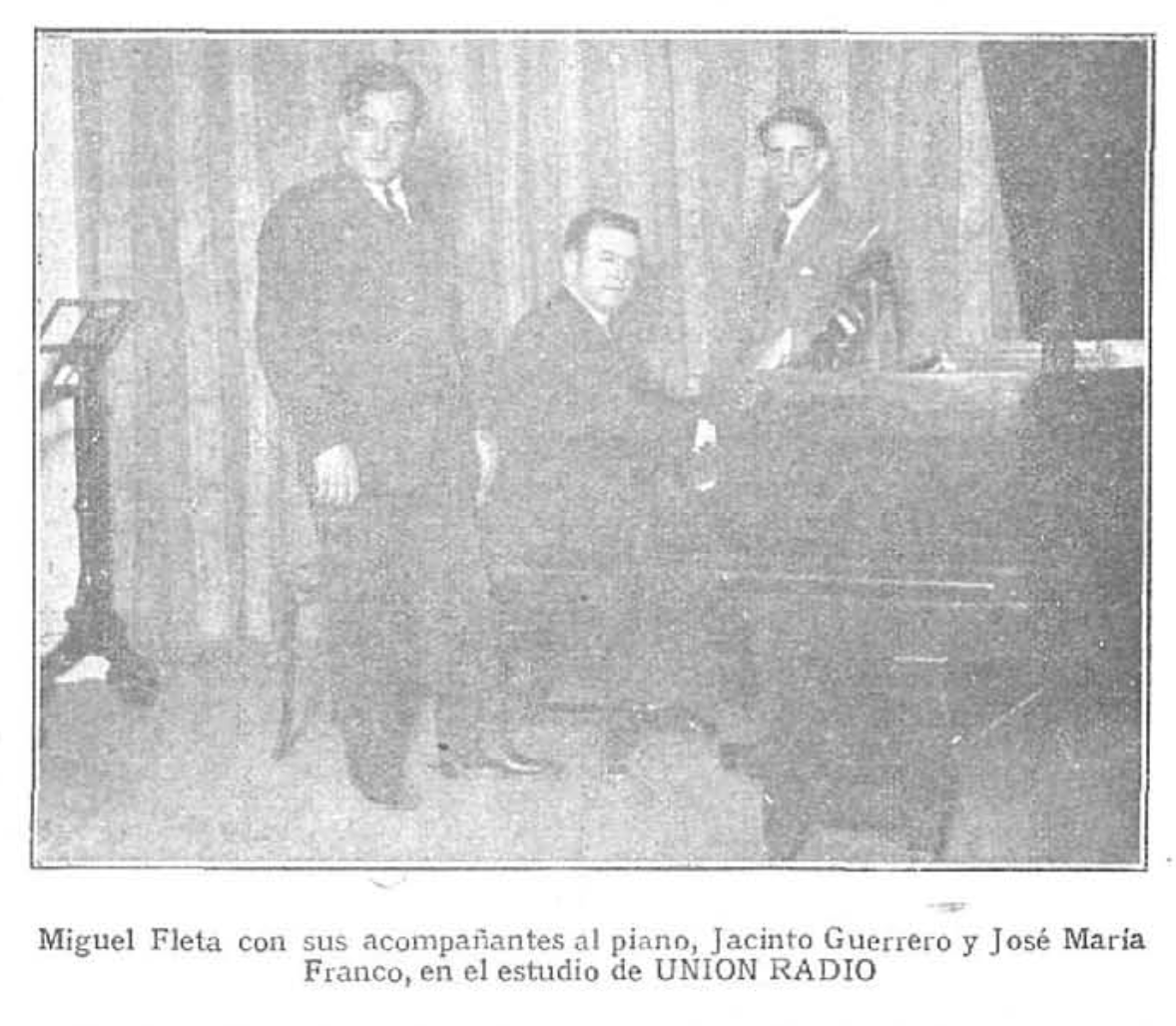 Miguel Fleta, con Jacinto Guerrero y Jose Mª Franco