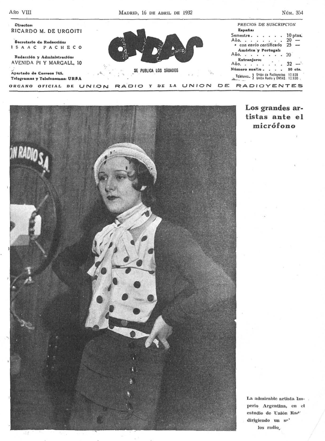 Imperio Argentina, artista en Portada