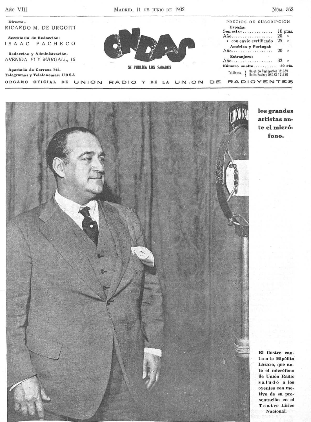 Hipólito Lázaro, tenor