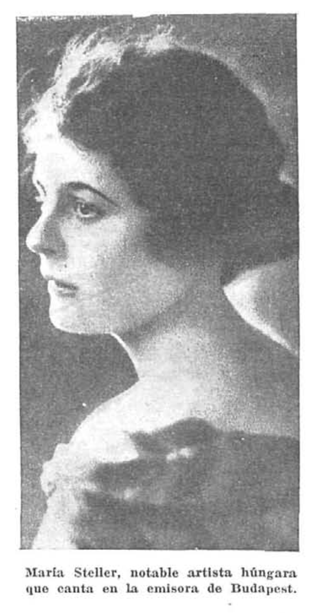 María Steller, artista húngara cantante en la emisora de Budapest