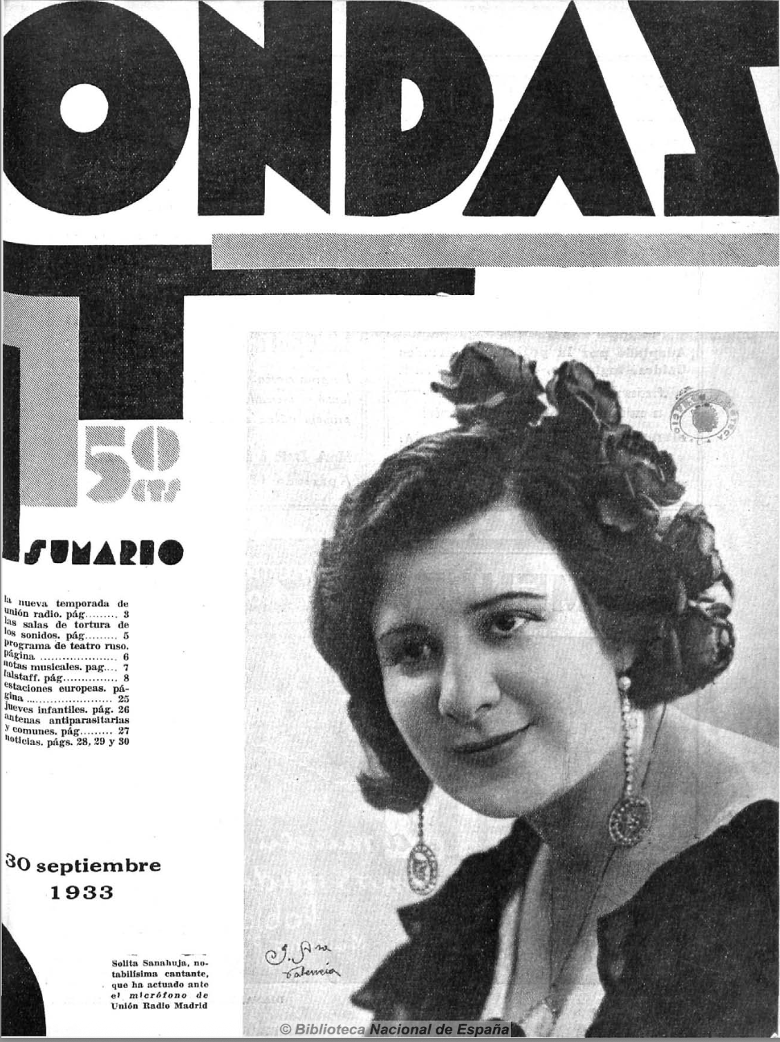 Solita Sanahuja, cantante en Portada