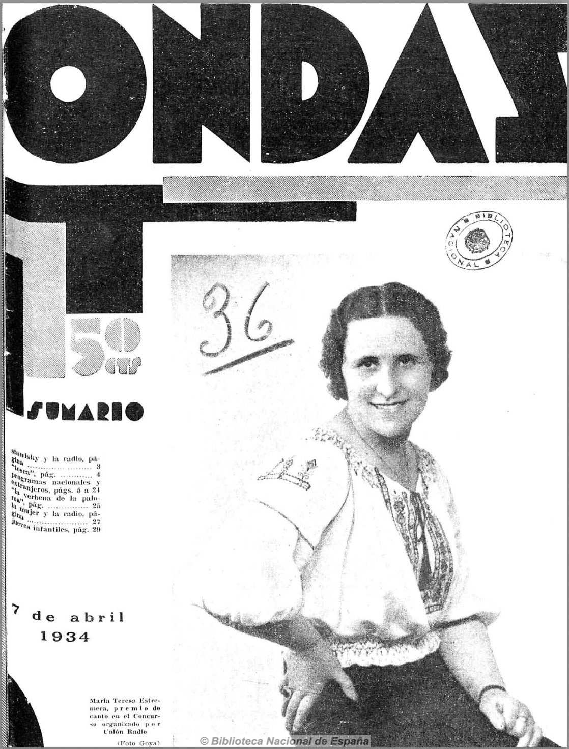 María Teresa Estremera, contralto, en Portada