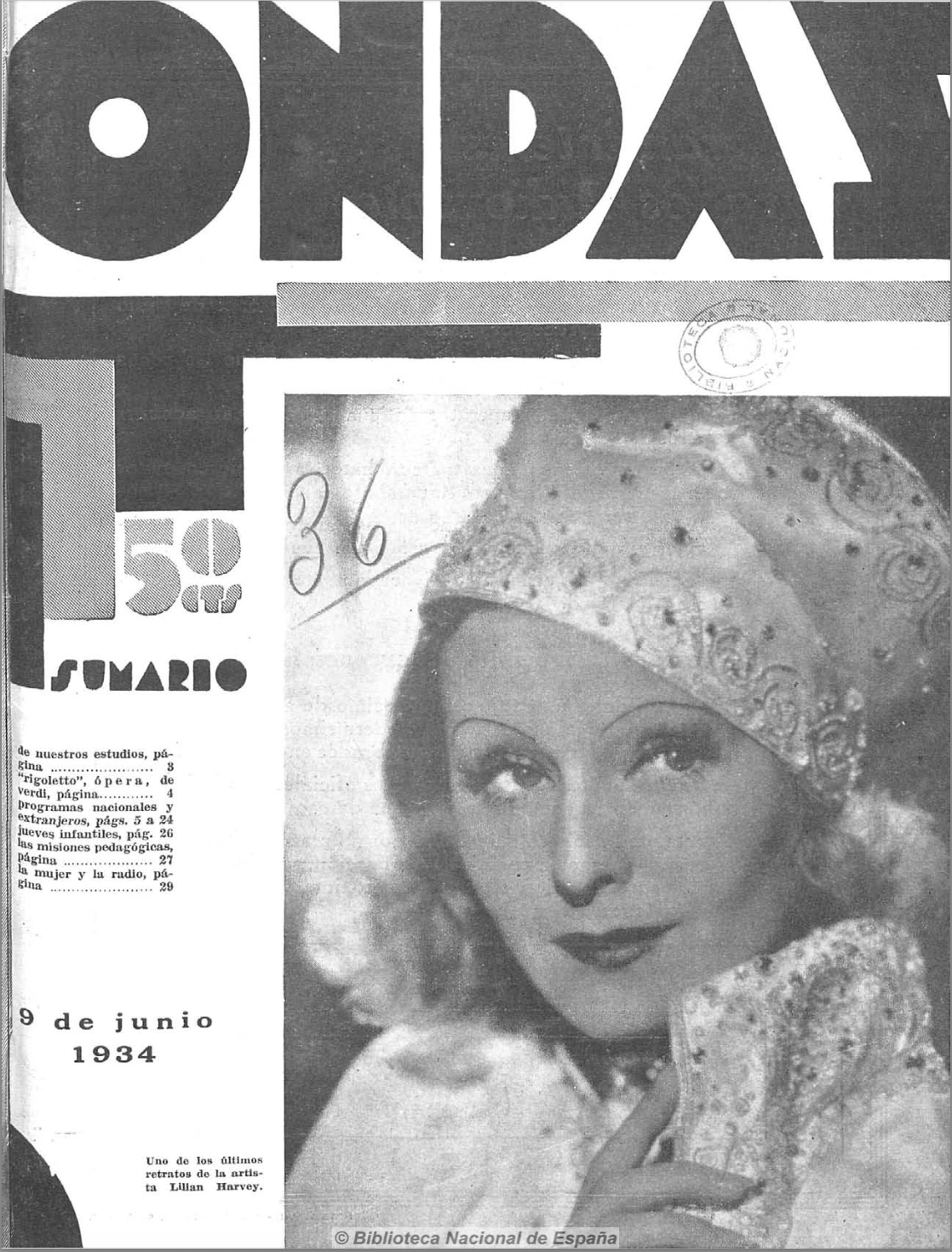 Lillian Harvey, cantante en Portada