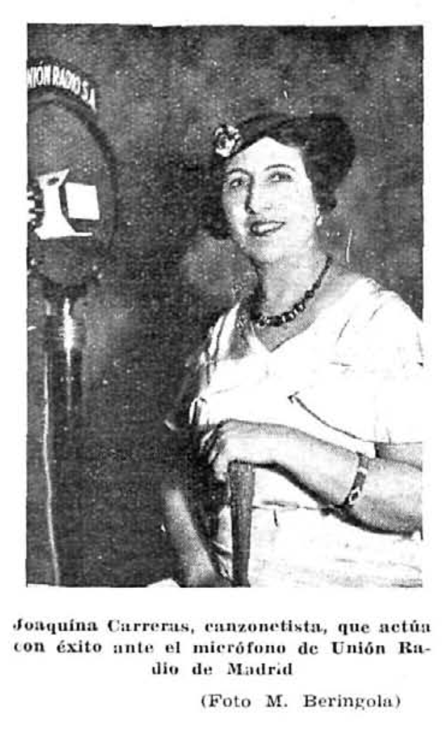 Joaquina Carreras, canzonetista