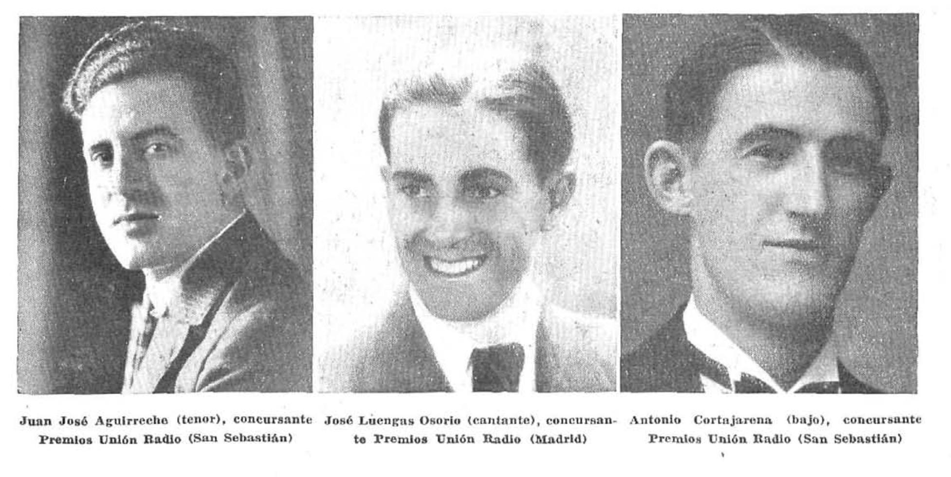 Aguirreche, Osorio y Cortajarena, cantantes