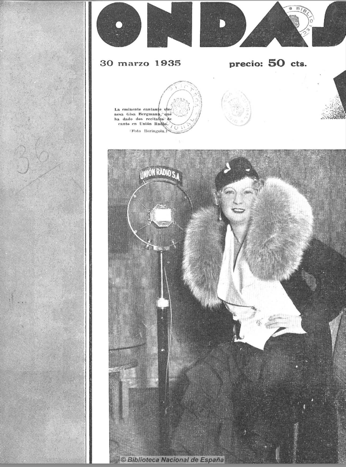 Gisa Bergmann, cantante en Portada