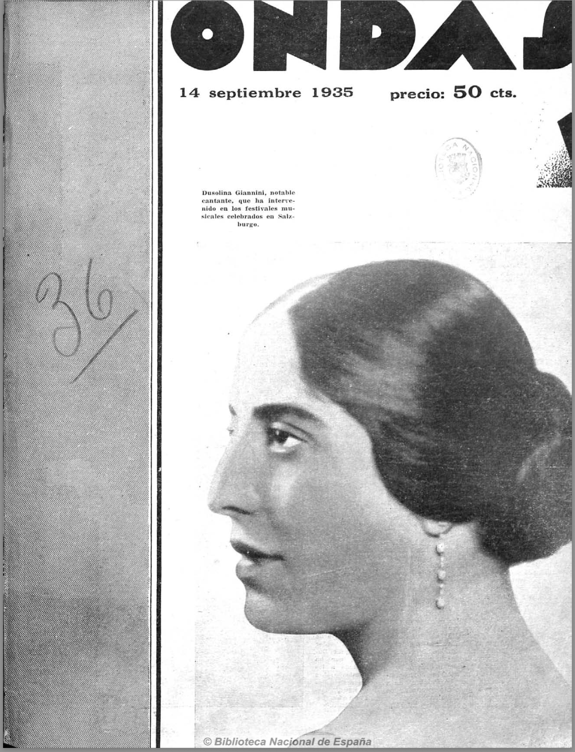 Dusolina Giannini, cantante en portada