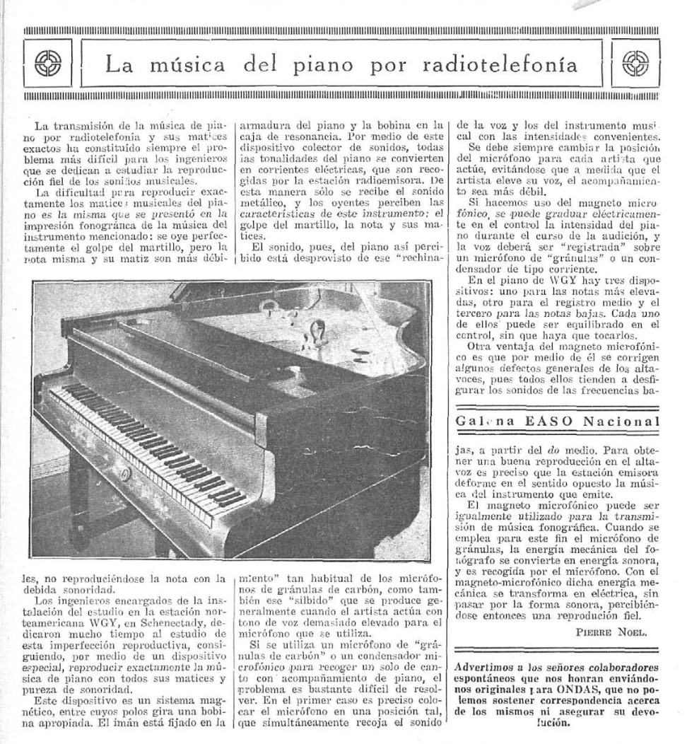 La música de piano por la radio