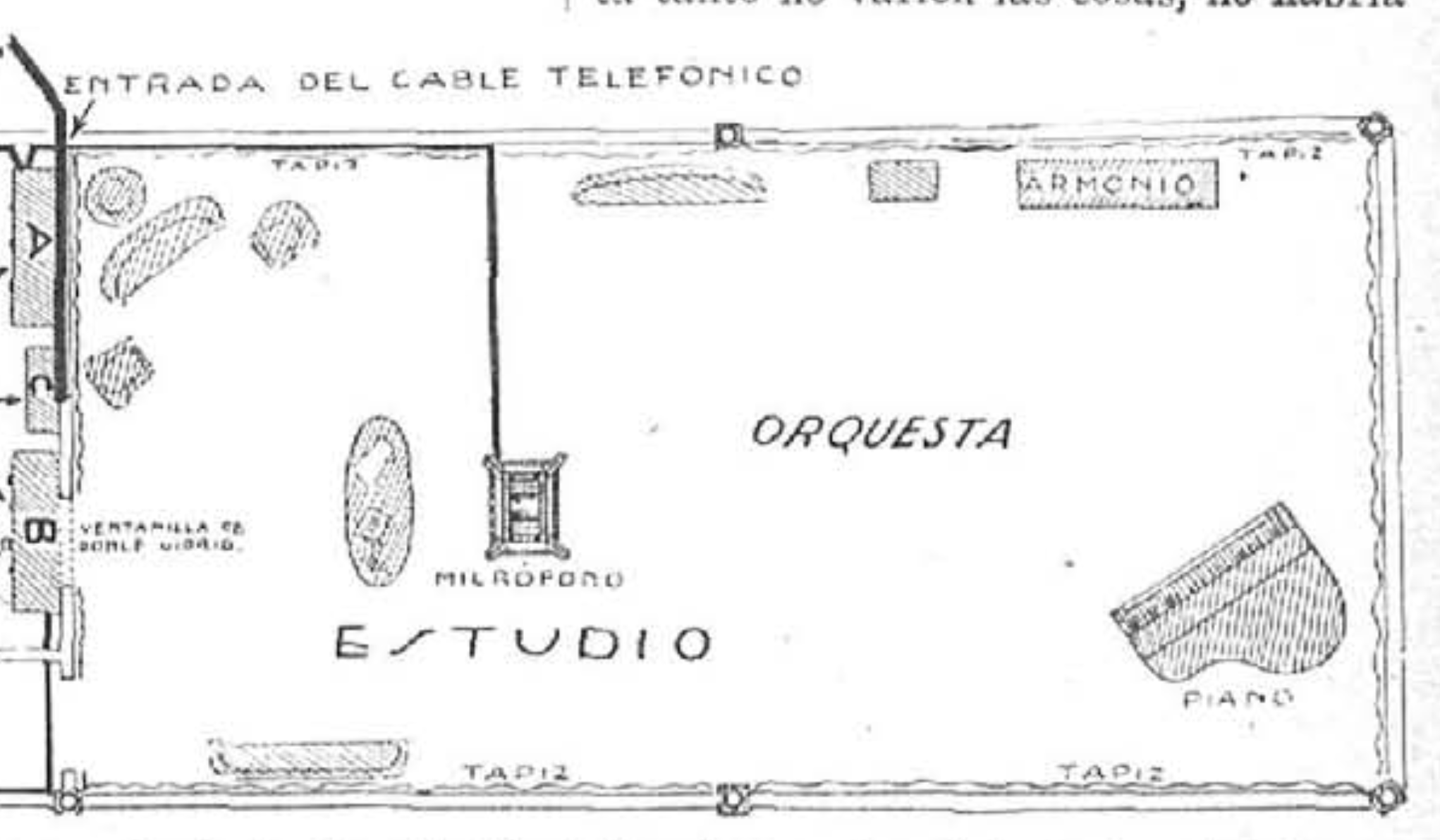 Plano Unión Radio detalle del Estudio