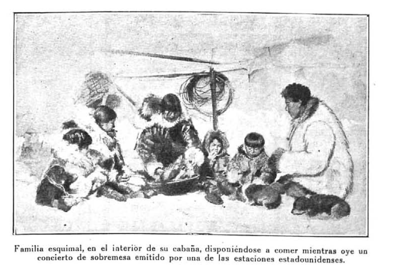 Familia esquimal escuchando un concierto