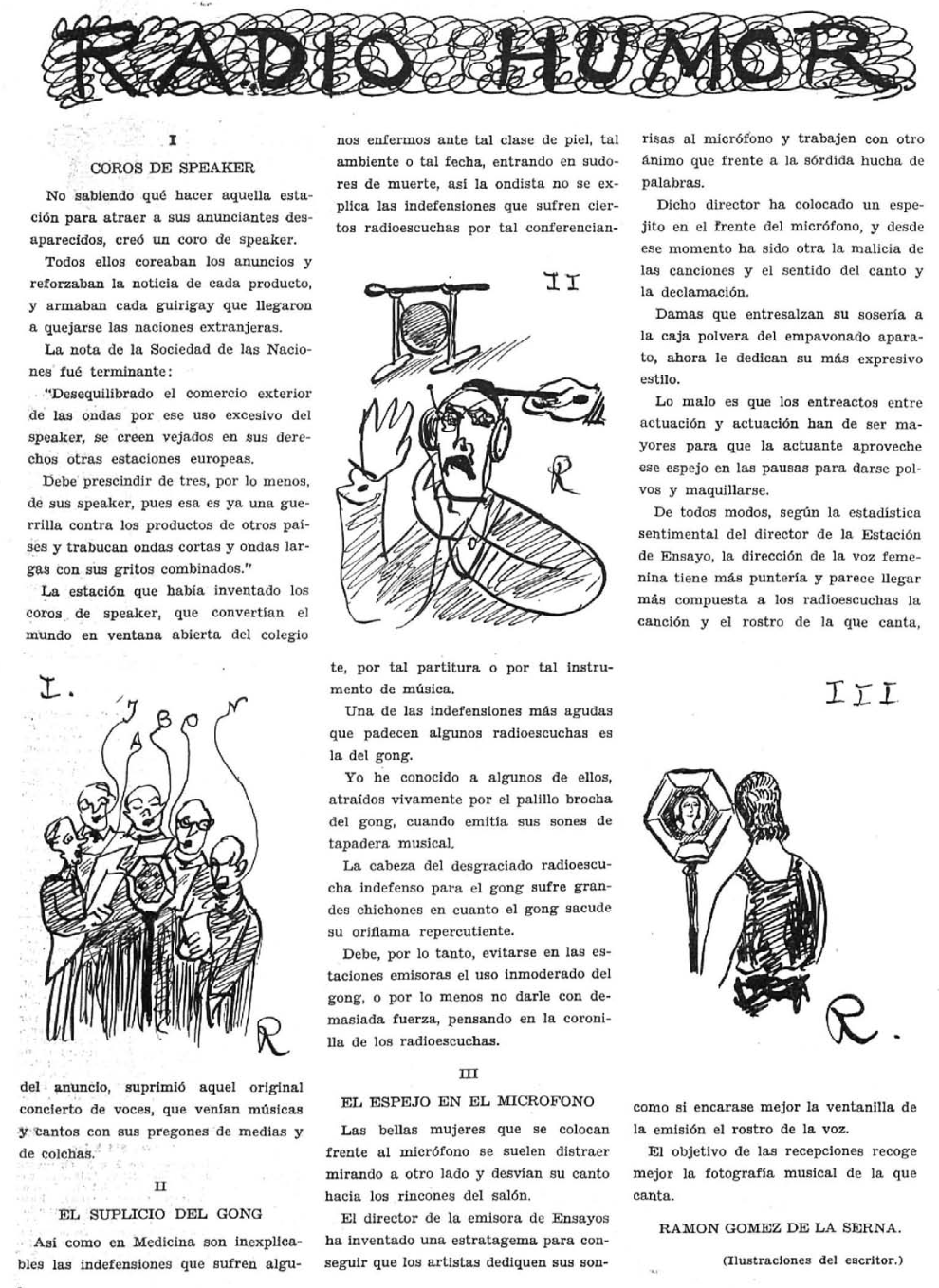 Coros de Speaker, Gómez de la Serna