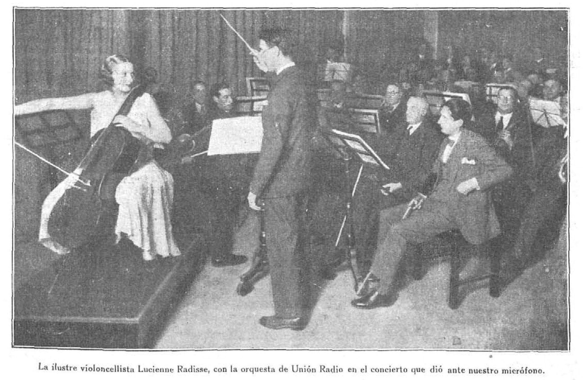 Lucienne Radisse, violonchelo y la orquesta de Unión Radio