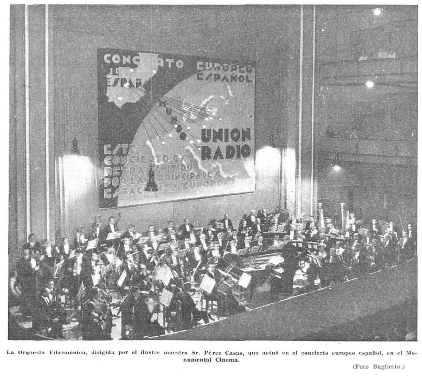 Concierto Europeo Español de Unión Radio, Orquesta Filarmónica y Pérez Casas