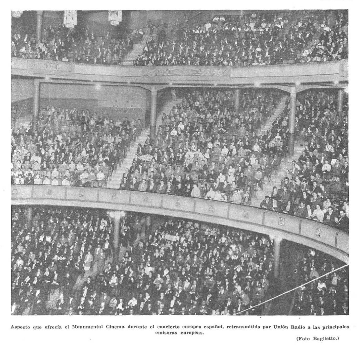 Concierto Europeo Español, público, Orquesta Filarmónica y Pérez Casas