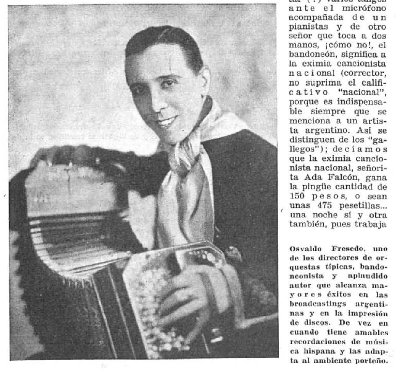 Osvaldo Fresedo, bandoneón