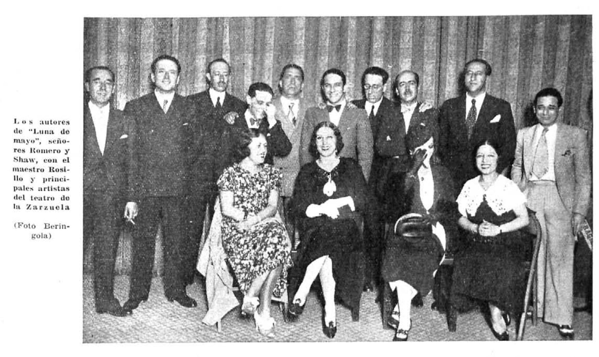 Maestro Rosillo e intérpretes de la zarzuela Luna de Mayo