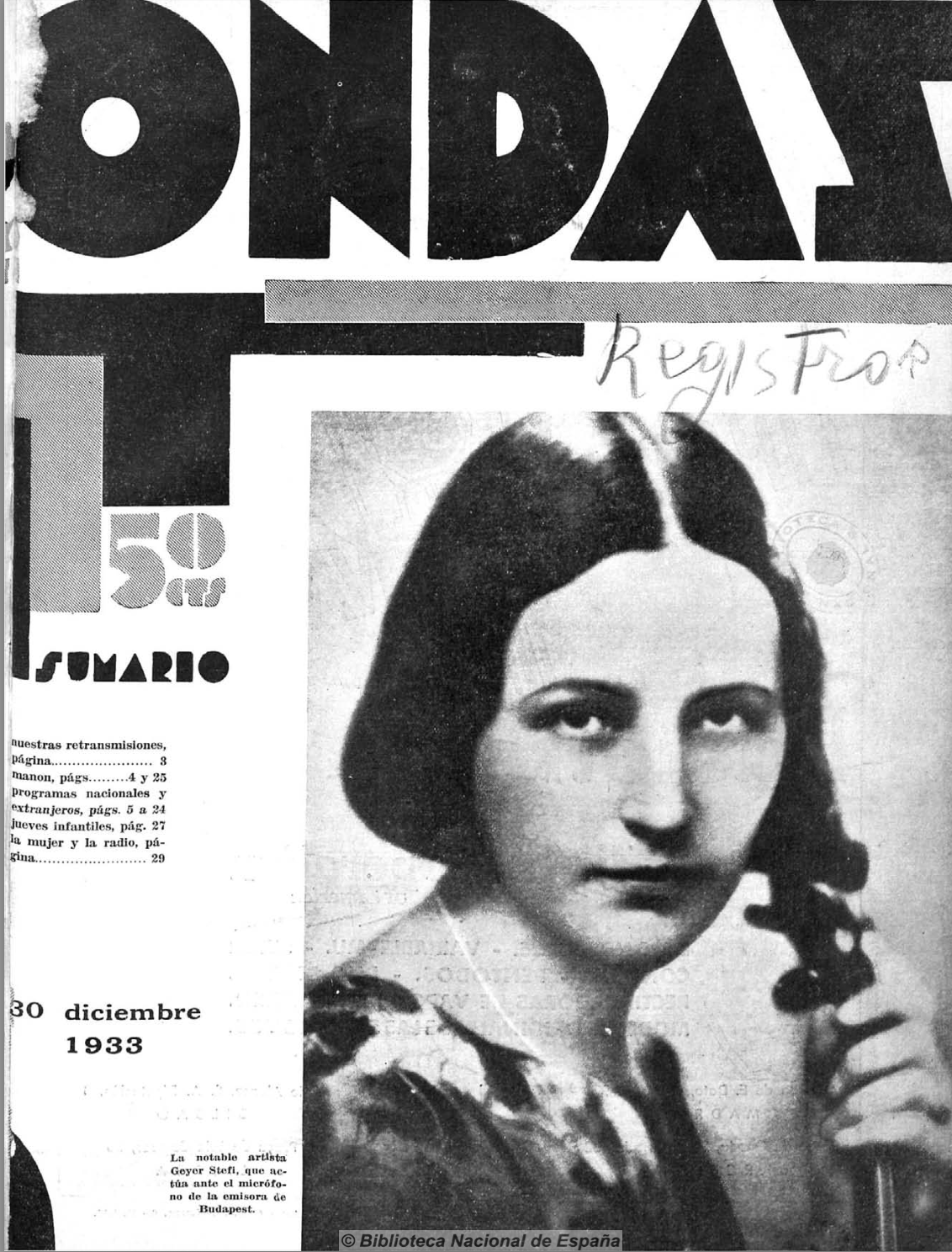 Geyer Stefi, violín en Portada