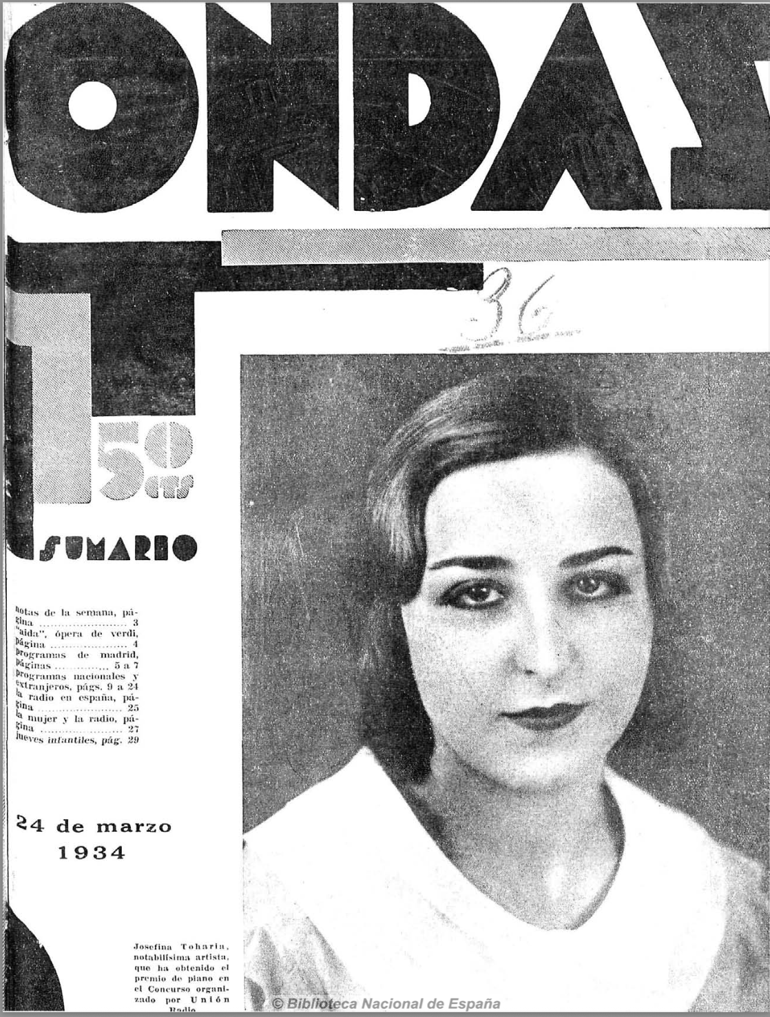 Josefina Toharia, piano en Portada