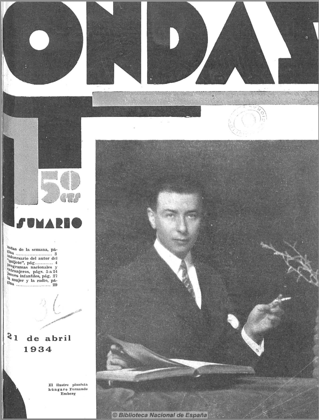 Fernando Ember, piano en Portada