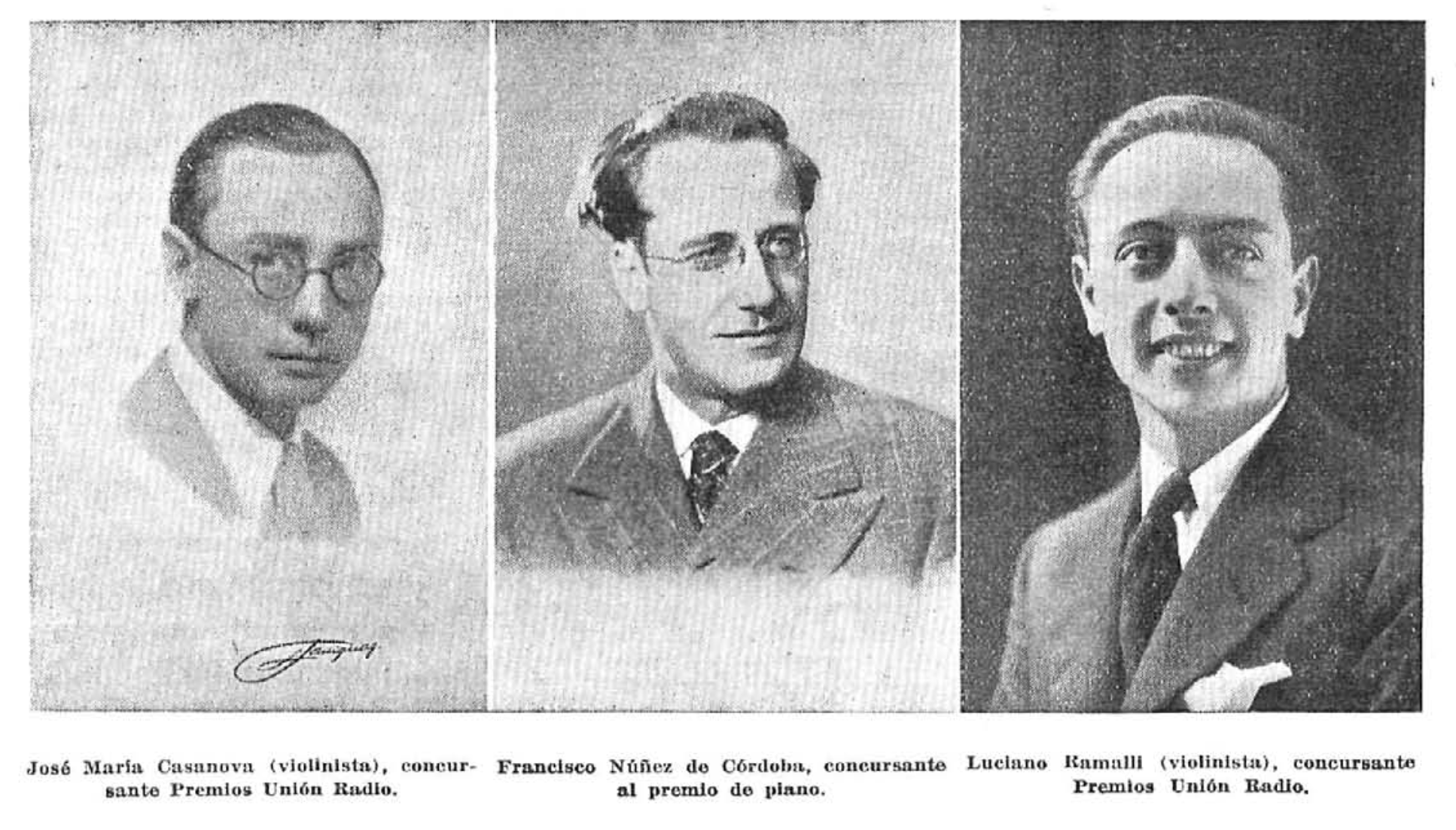 Casanova, violin, Nuñez de Córdoba, piano, Luciano Ramall, violín
