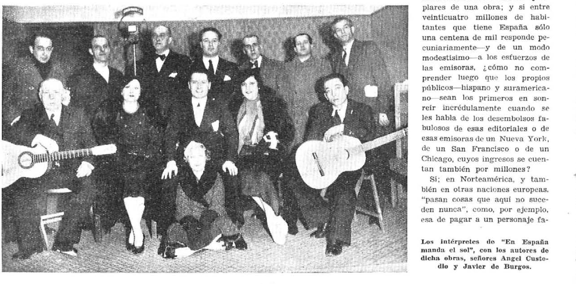 Intérpretes de En España manda el sol, de Custodio y Burgos
