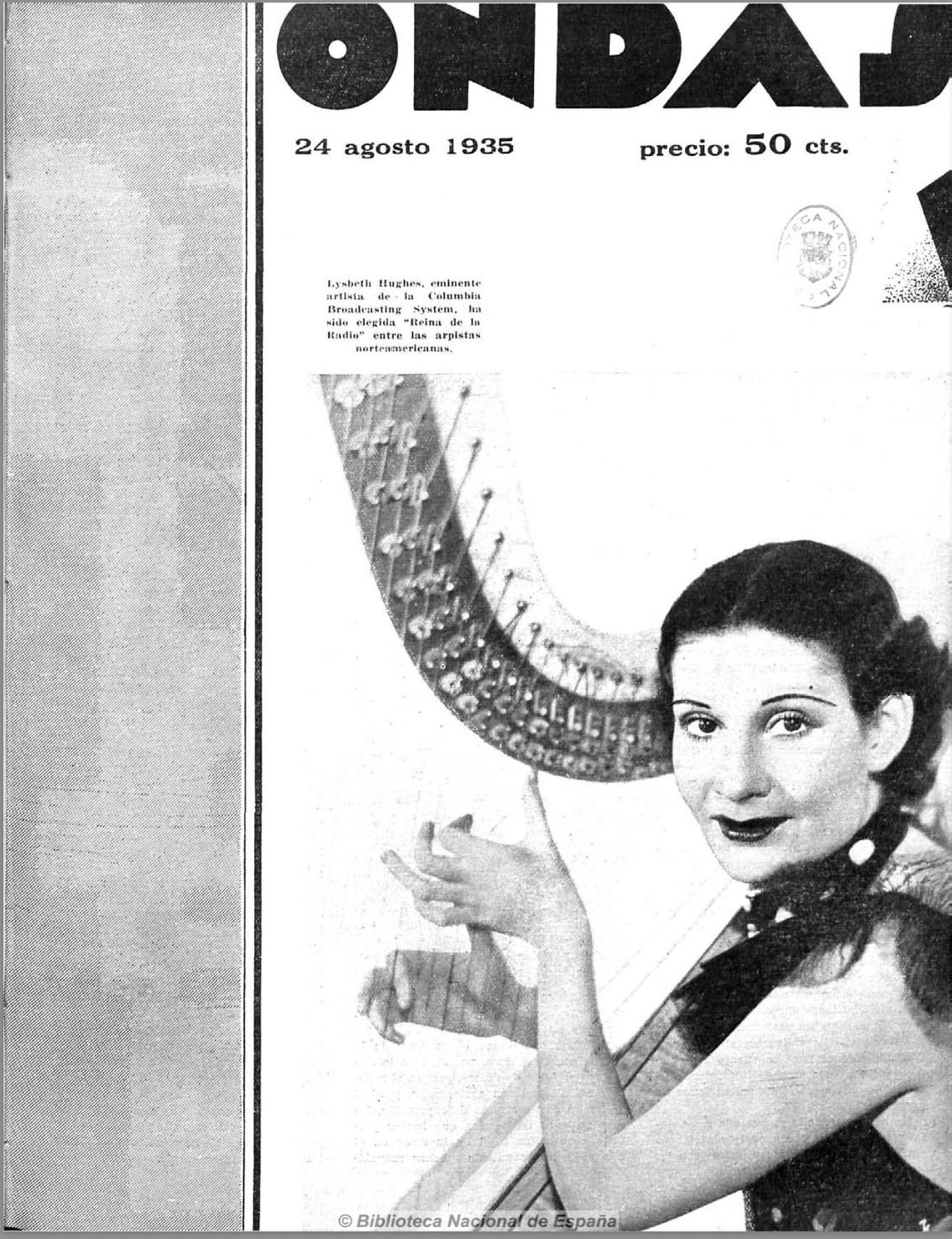 Lysbeth Hughes, arpa en Portada