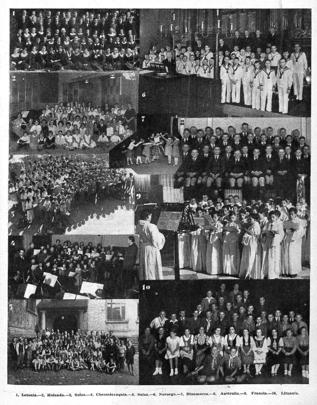 La Juventud Canta, Letonia, Holanda, Suiza, Checoslovaquia, Noruega, Dinamarca, Australia, Francia, Lituania