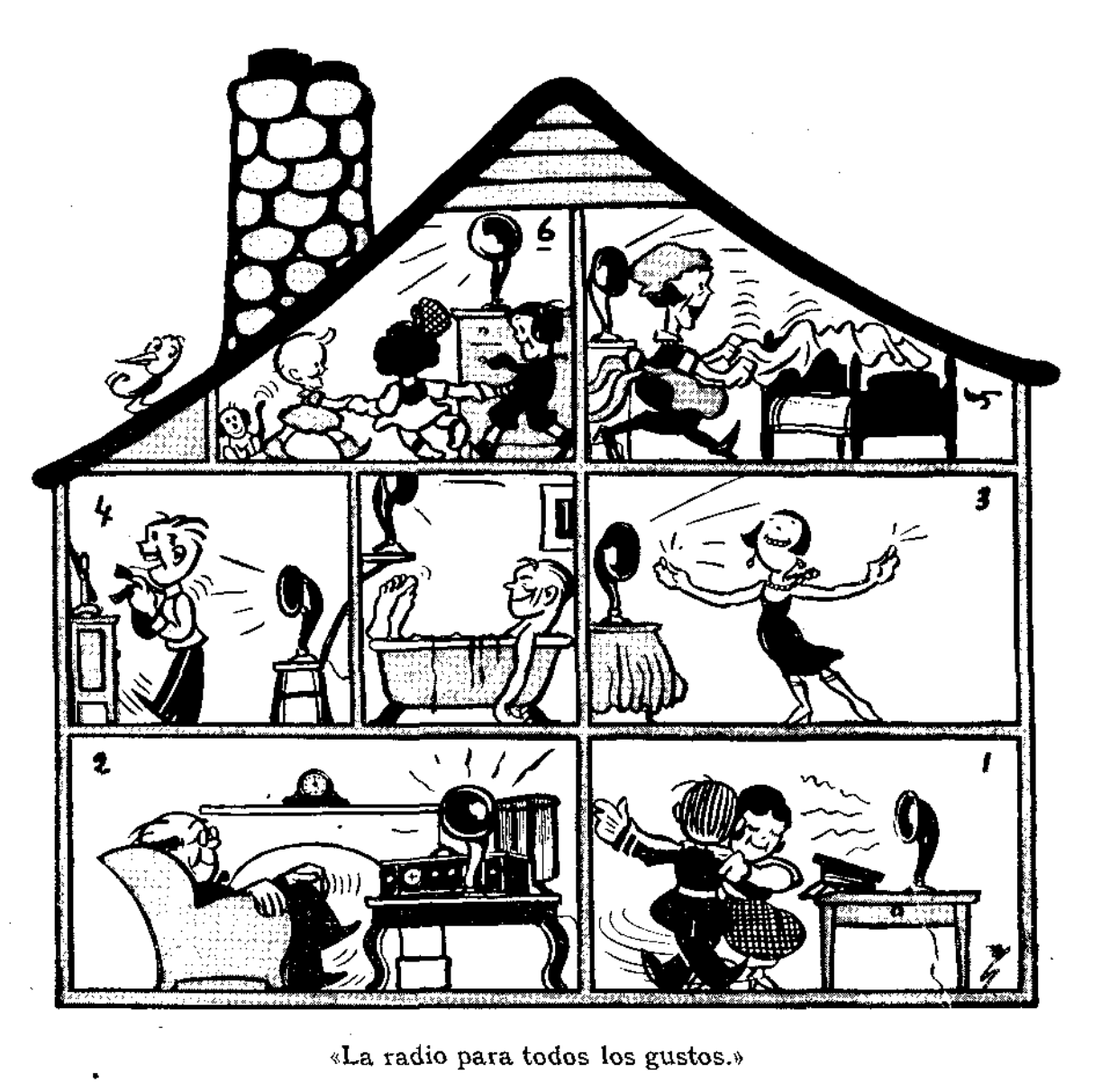 Dibujo casa en la radio