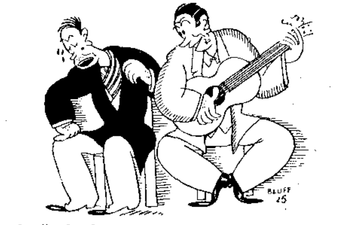 Dibujo que acompaña el artículo Los flamencos en la radio