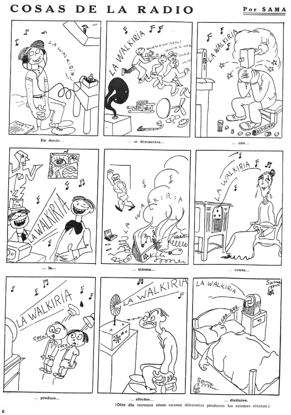 Escuchando la Walkyria, tira cómica
