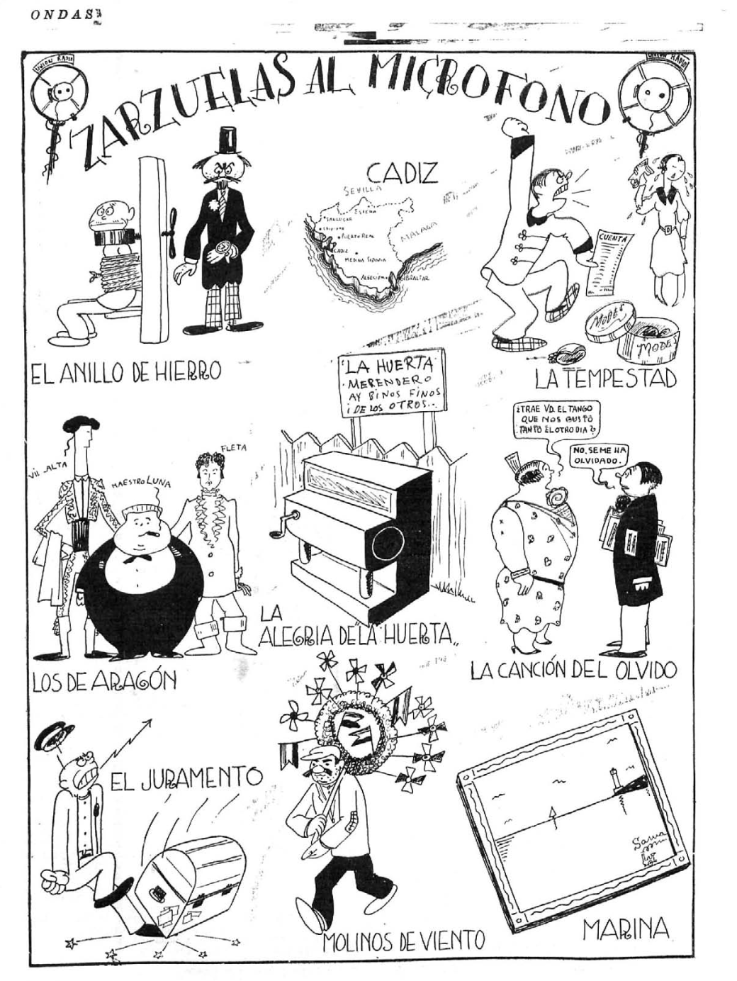 Zarzuelas al micrófono, tira cómica