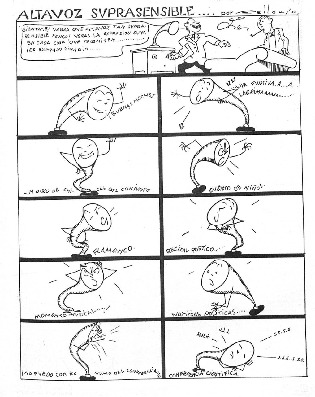 Tira cómica del altavoz suprasensible, 1931