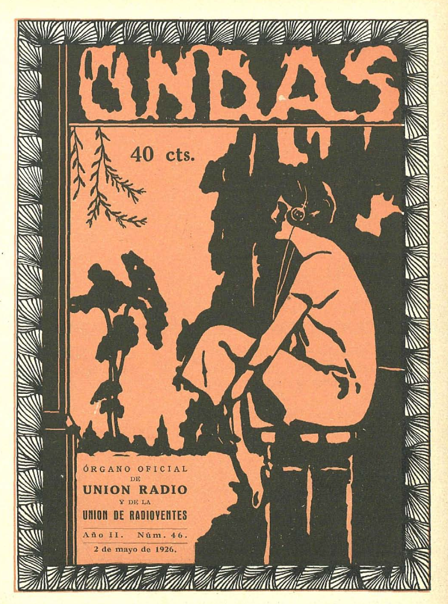 Portada de Ondas, silueta con auriculares, 1926