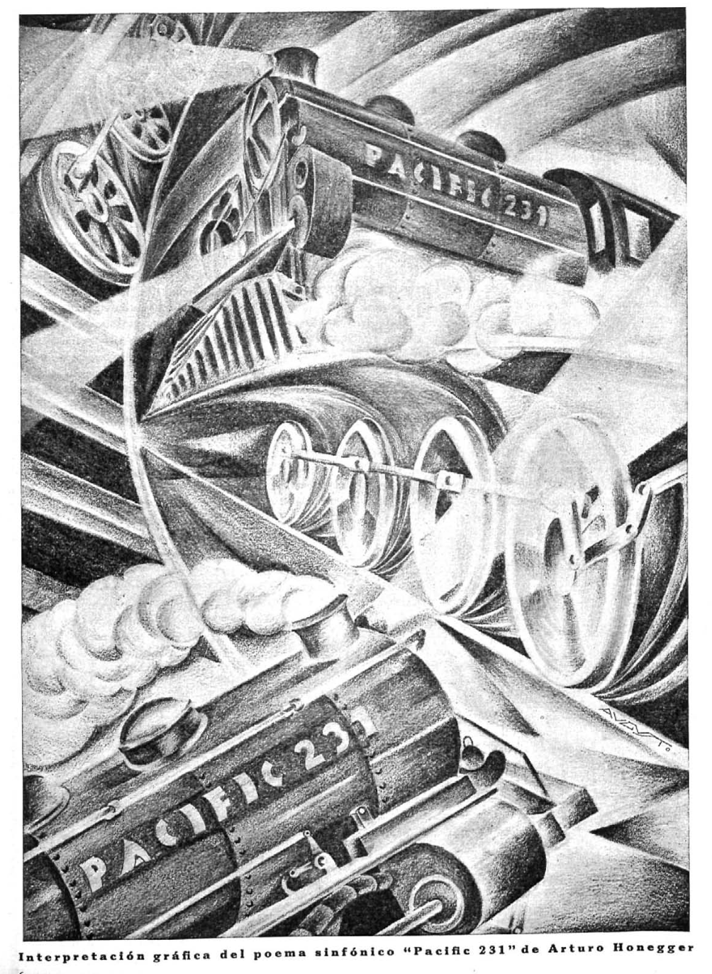 Pacific 231 de Honegger, ilustración de Augusto, 1929