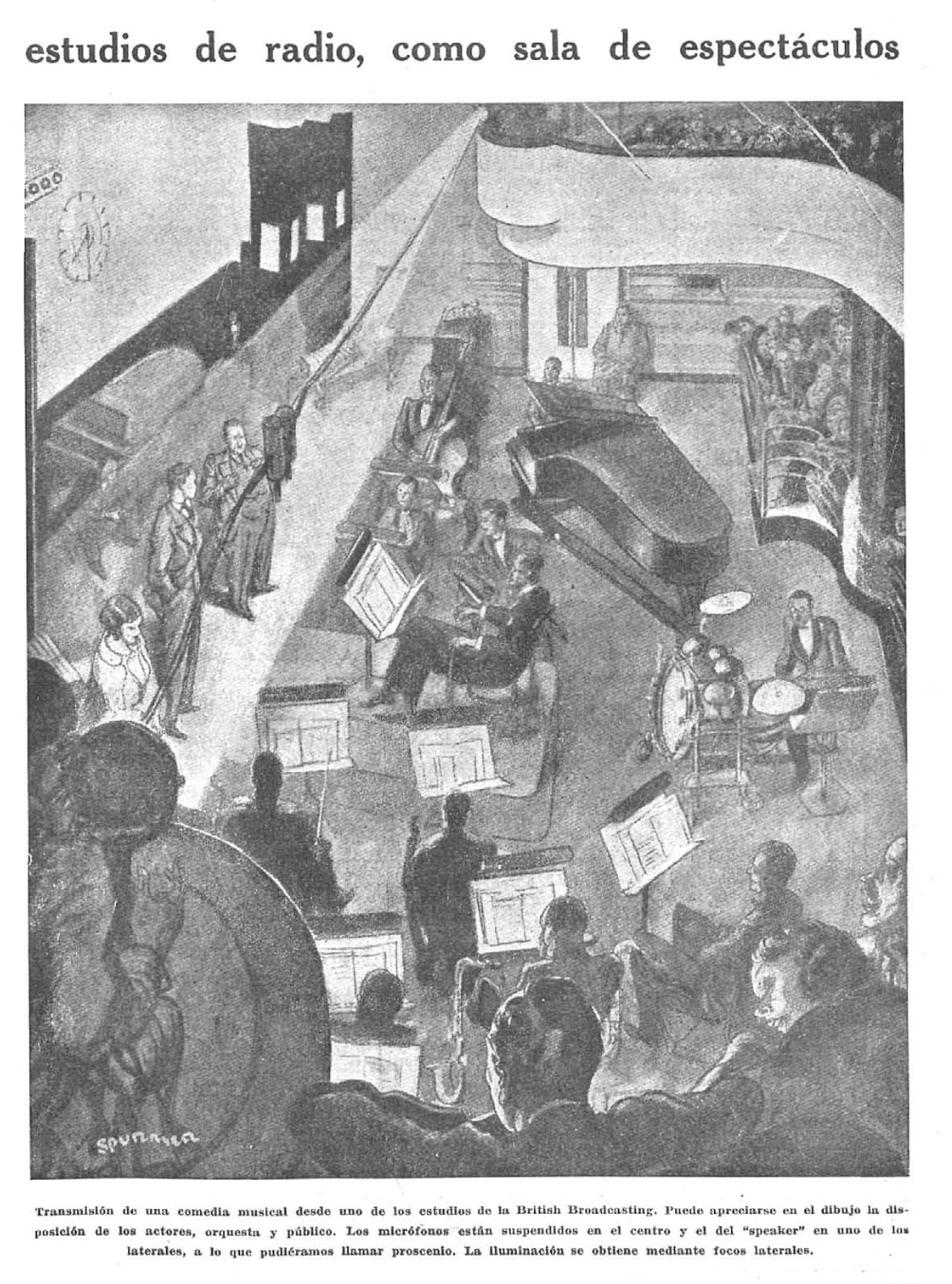 Estudio de radio, ilustración, 1932