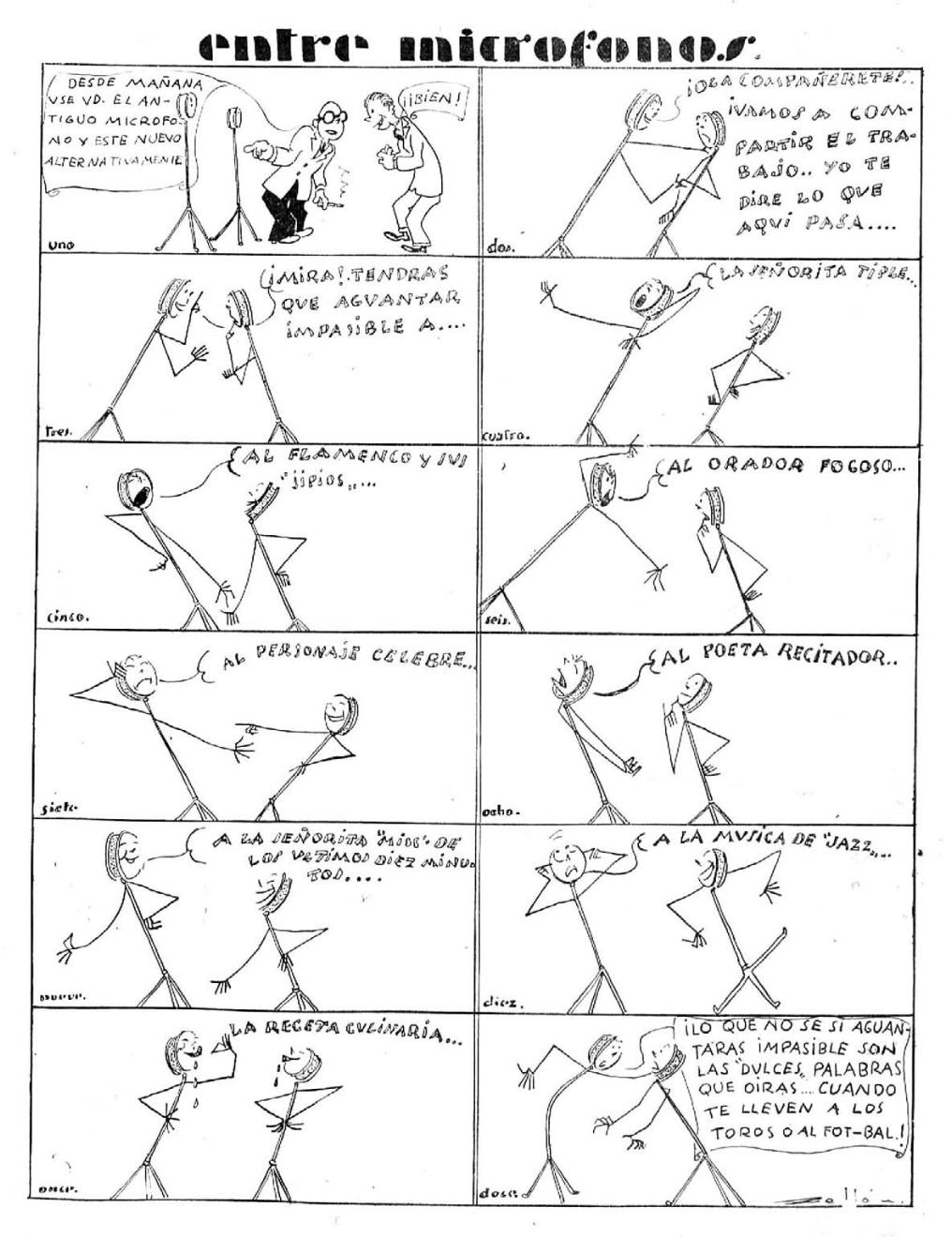 Entre micrófonos, tira cómica, 1933